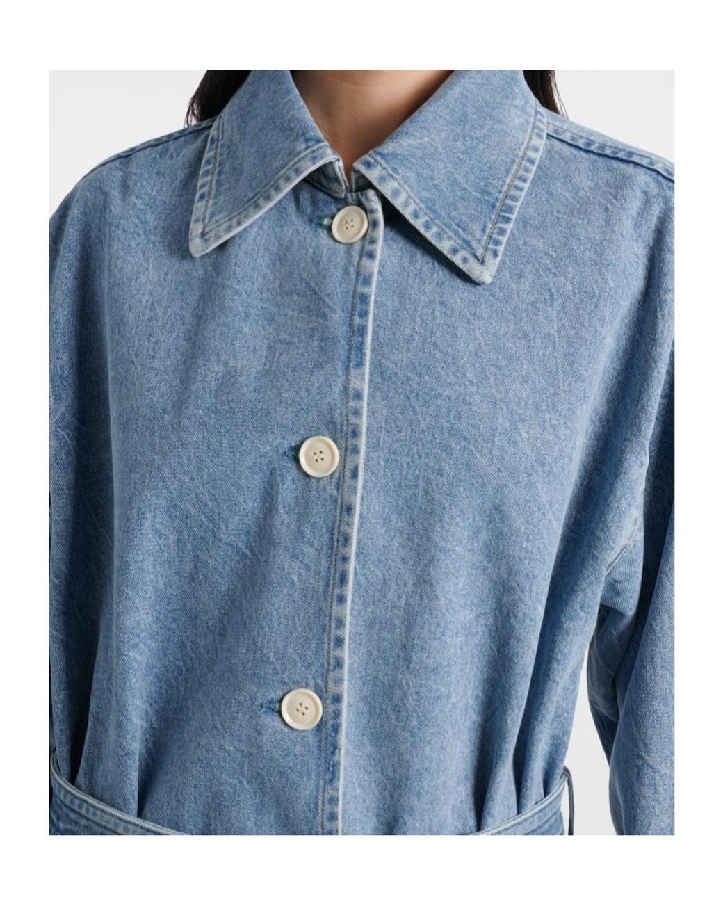 Agolde Blue Long Button-Down Denim Jacket