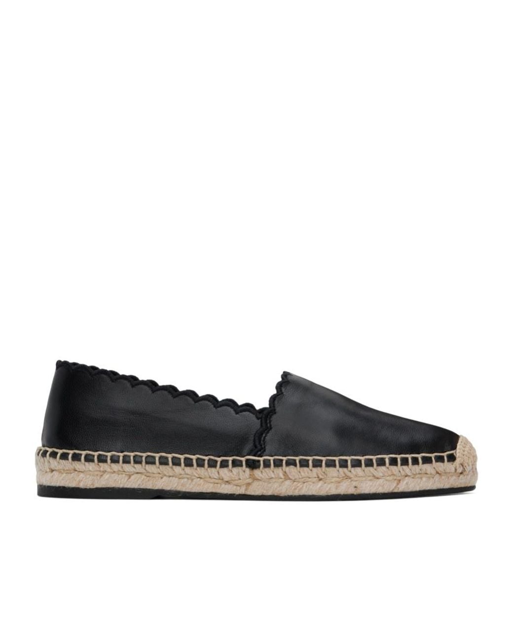 Chloé Black Chloé Slip-On Scalloped Edges Flat Shoes
