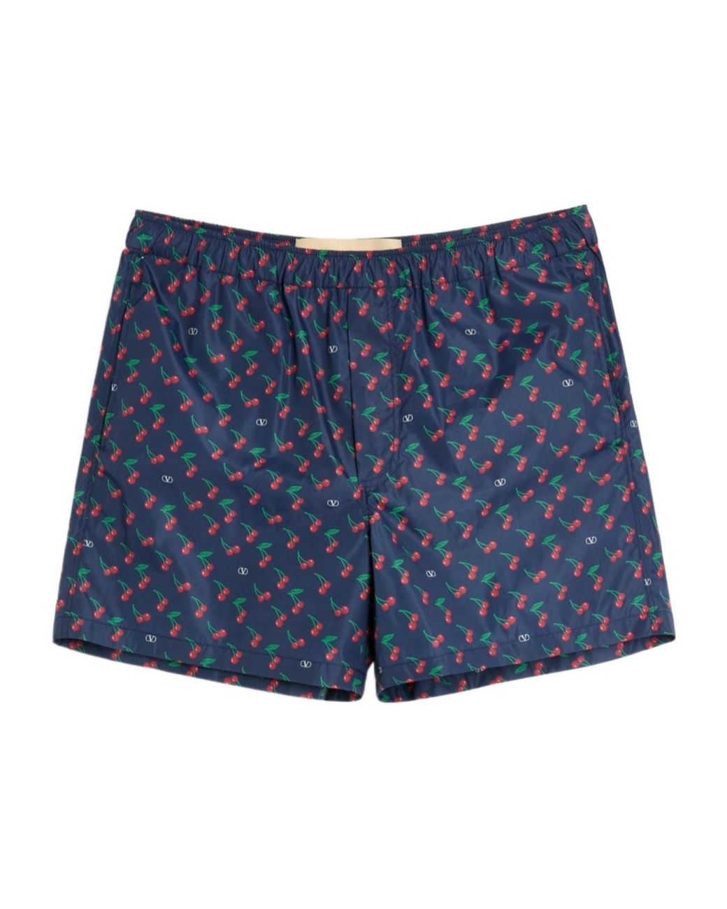 Valentino Blue Cherryfic Logo Printed Swim Shorts for men