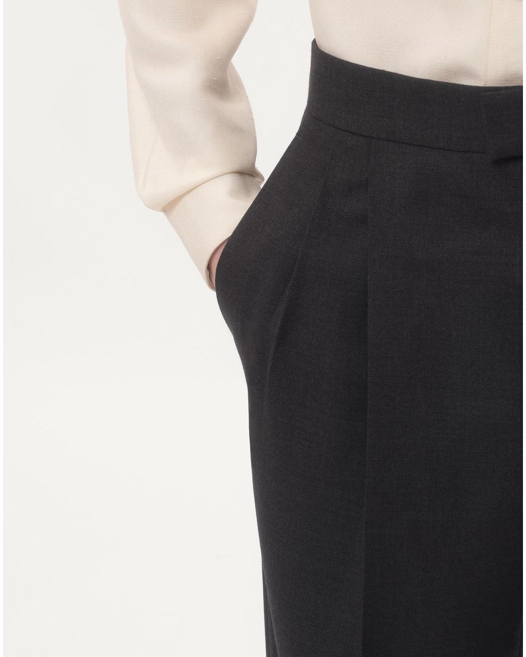Valentino Gray Gabardine Straight Leg Pants for men