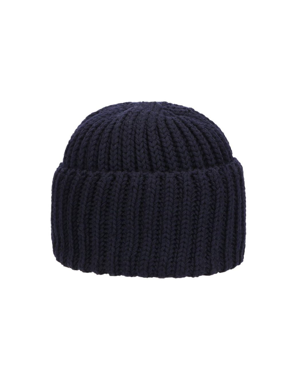 Borsalino Blue Logo Patch Ribbed Knitted Beanie