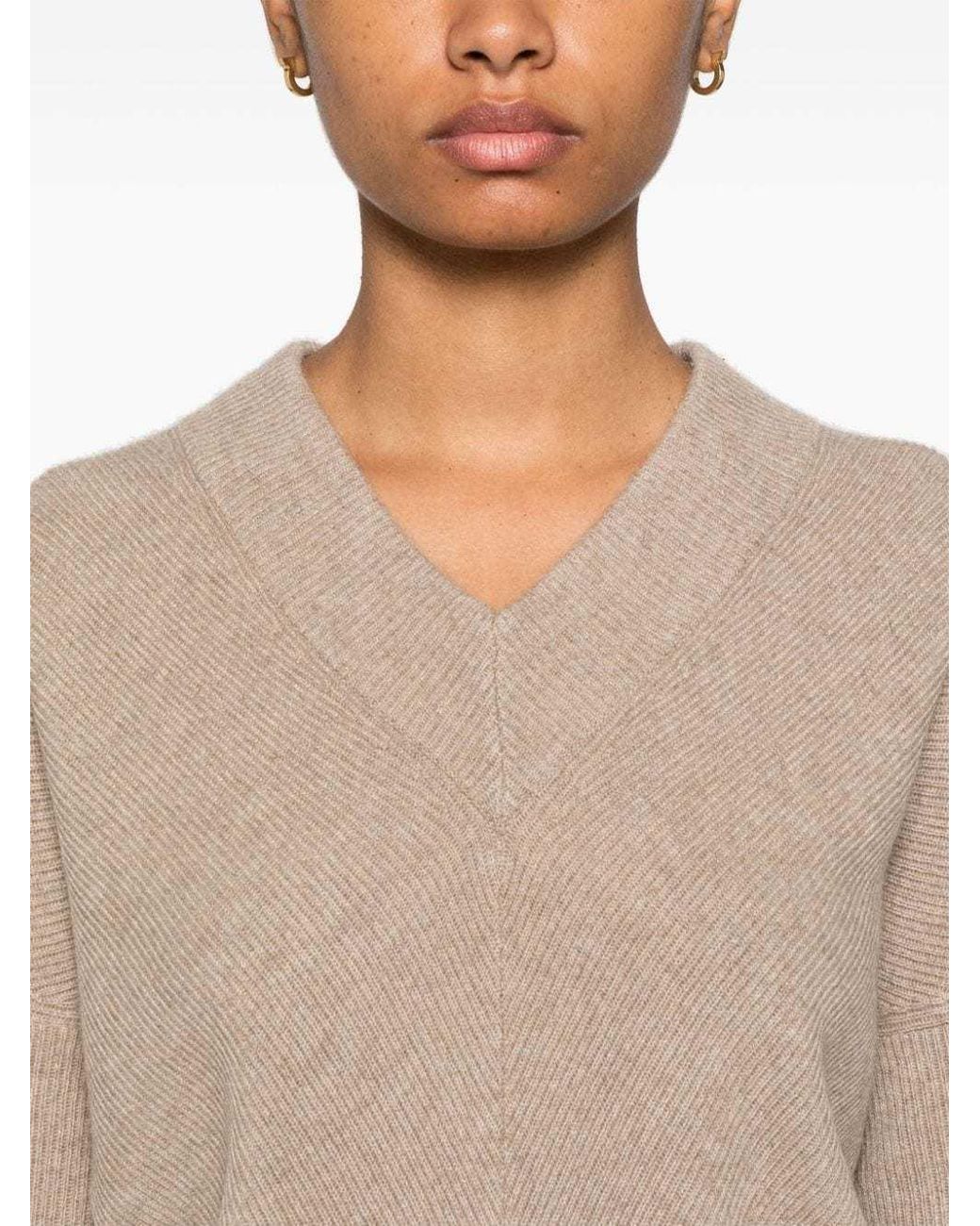 Brunello Cucinelli Natural V-Neck Knitted Maxi Dress