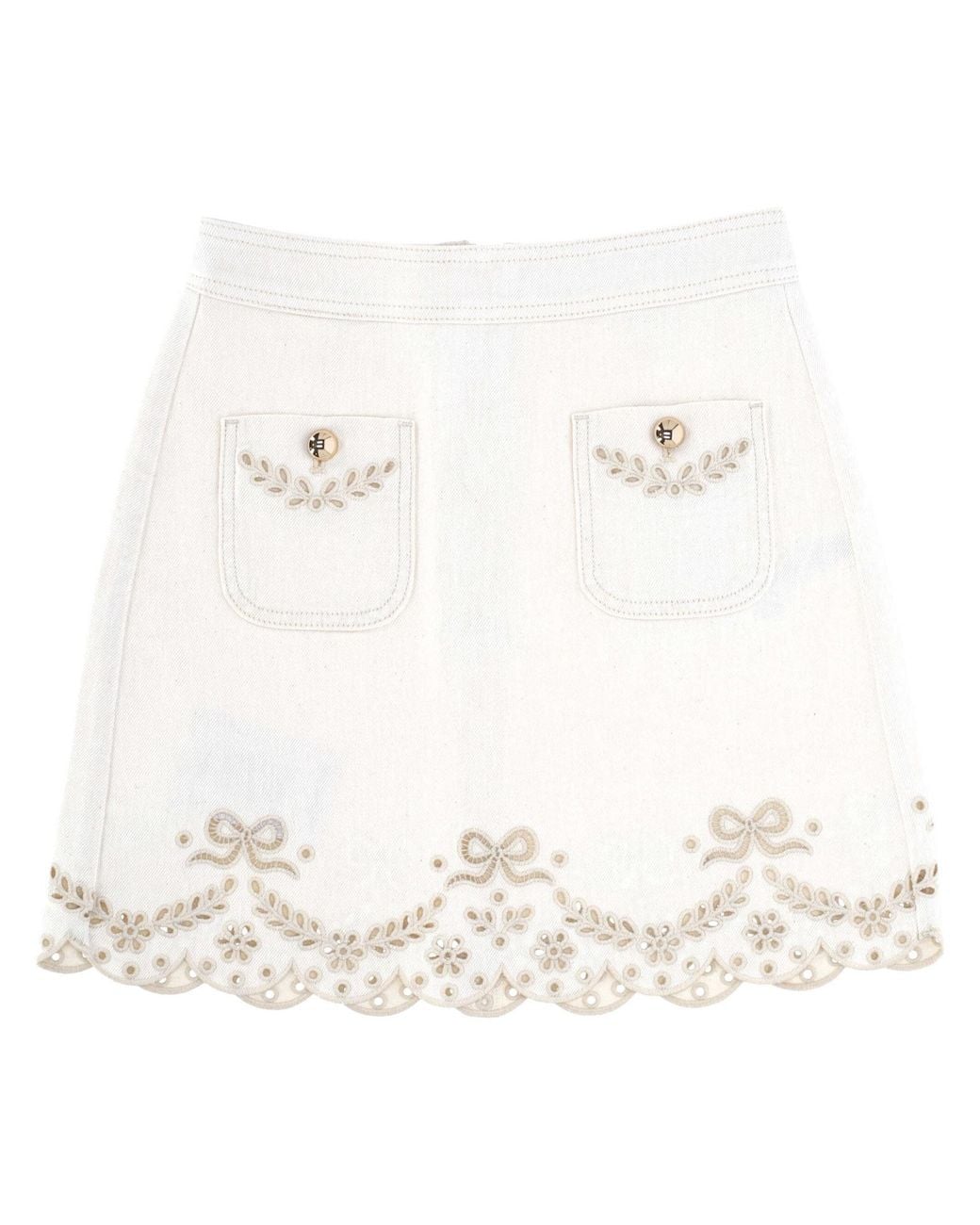 Self-Portrait White Zippered Skirt