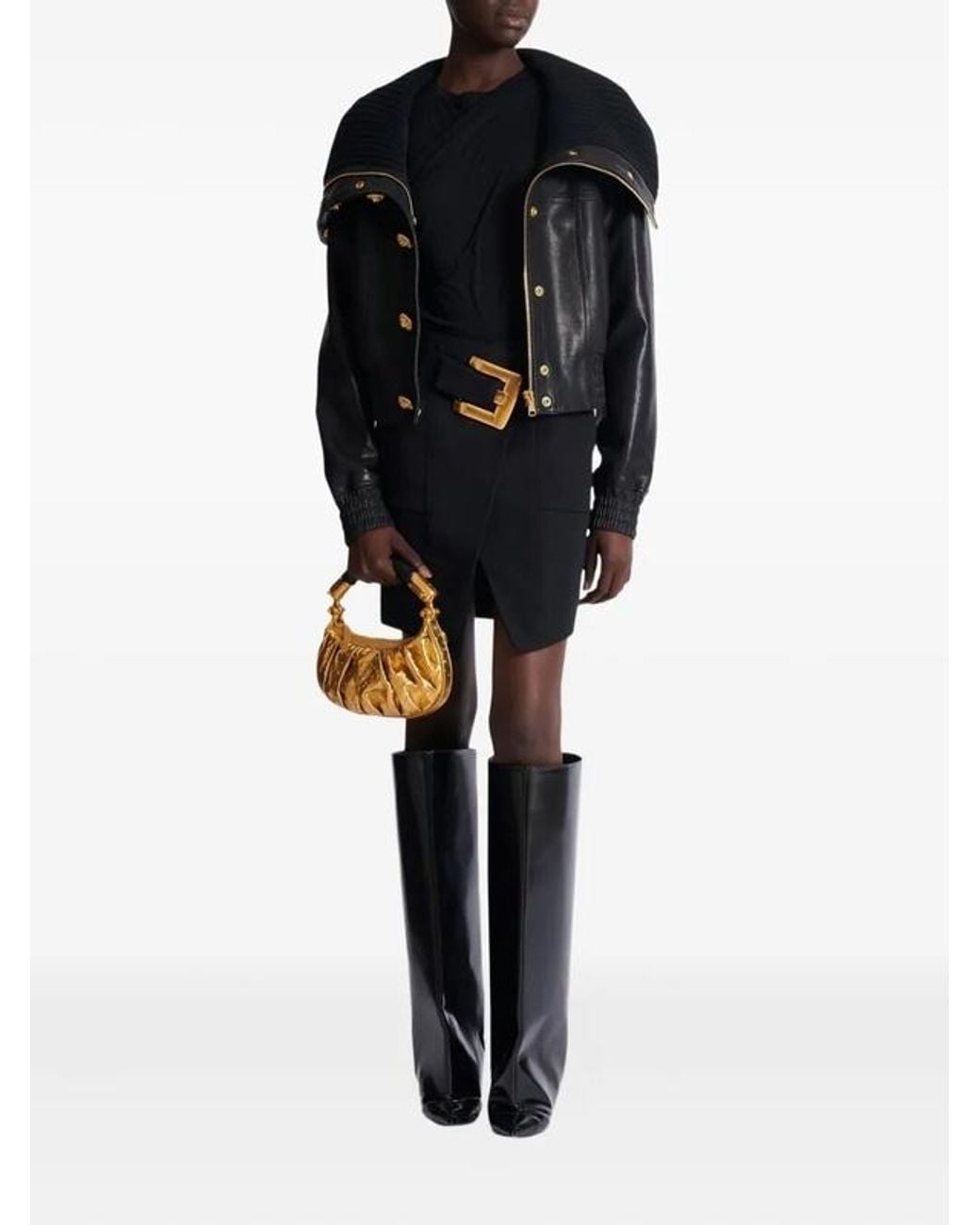 Balmain Black Belted Mini Skirt