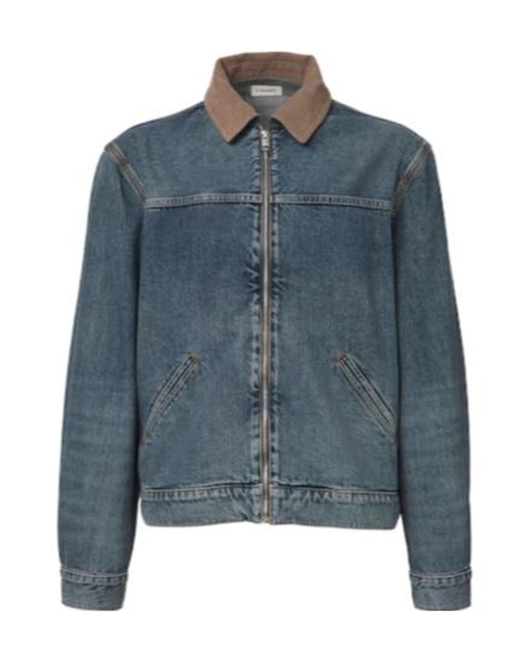 FRAME Blue Corduroy And Denim Zip-Up Jacket for men