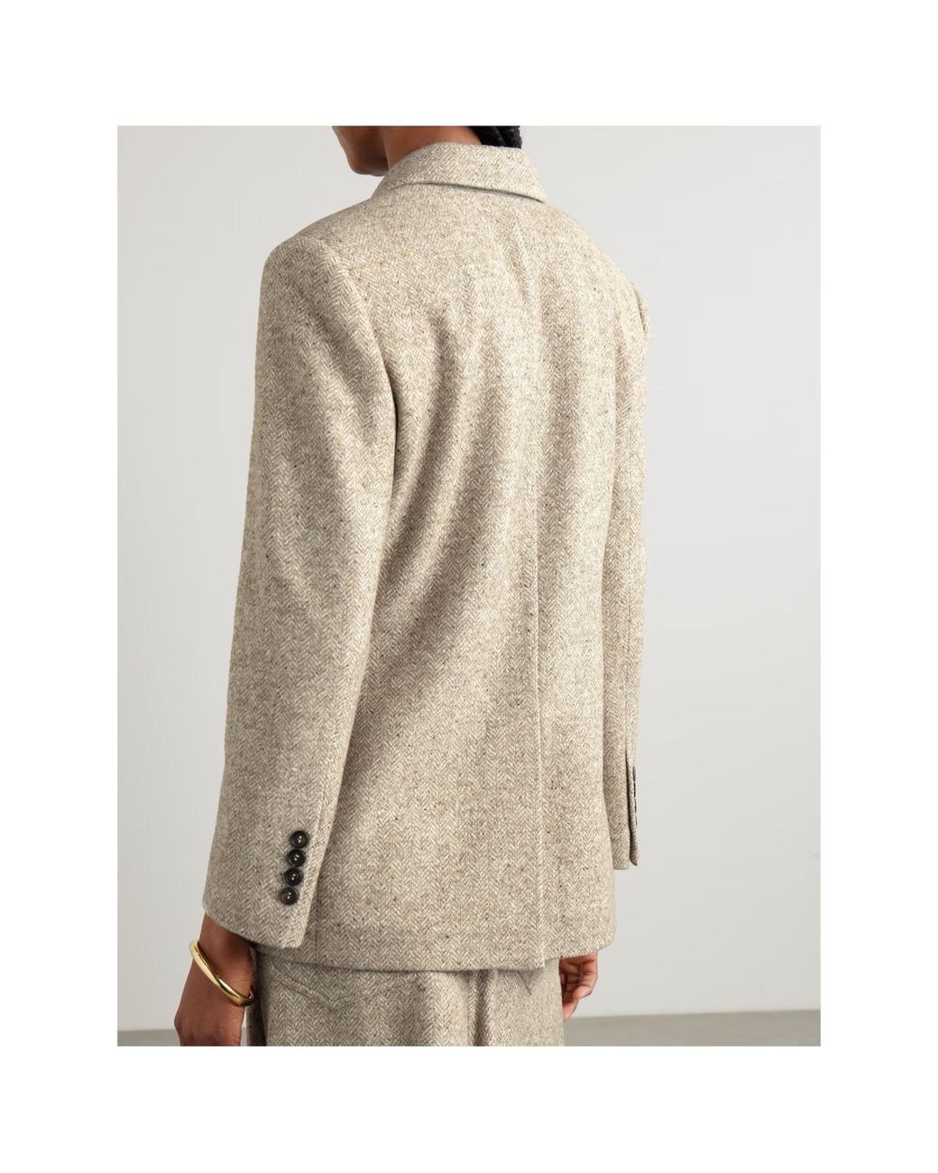 Brunello Cucinelli Natural Double-Breasted Wool And Silk-Blend Tweed Blazer