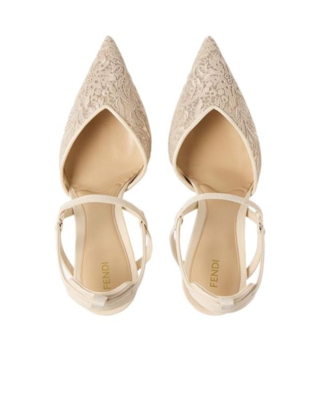 Fendi Natural Very Colibri Parchment-Colored Tulle High-Heeled Slingbacks