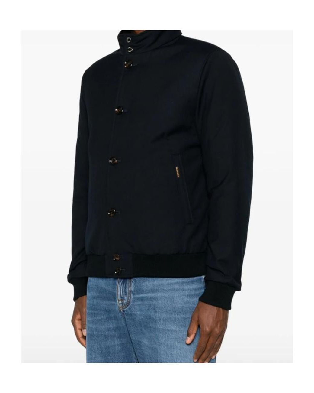 Moorer Blue High-Collar Jacket for men