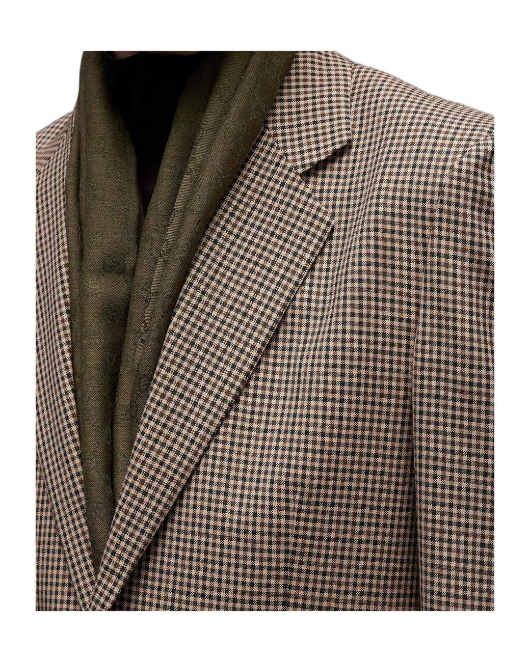 Gucci Green Gg Wool Silk Jacquard Shawl for men