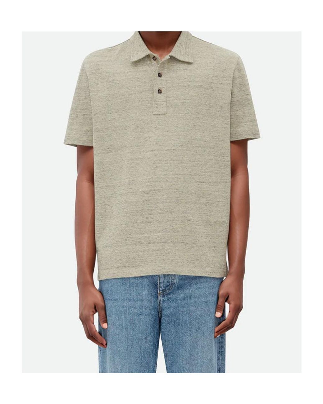 Bottega Veneta White Textured Knit Polo Shirt for men
