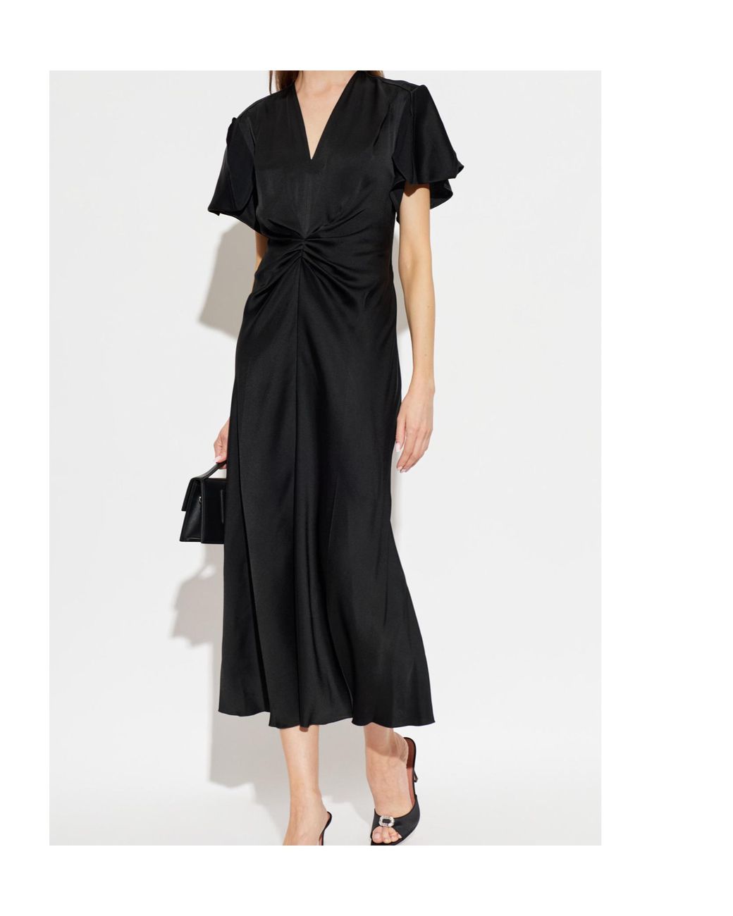 Victoria Beckham Black Draped Midi Dress