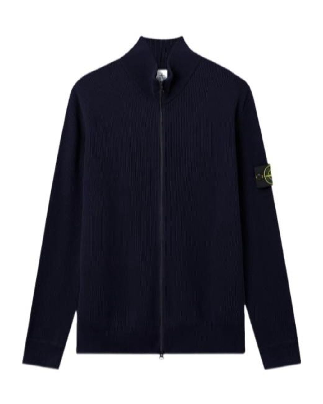 Stone Island Blue Logo Patch Zip-Up Cardigan for men