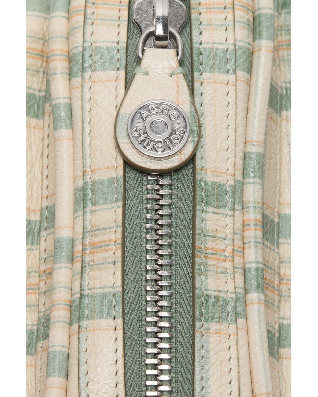 Acne Gray Check-Print Leather Cross Body Bag