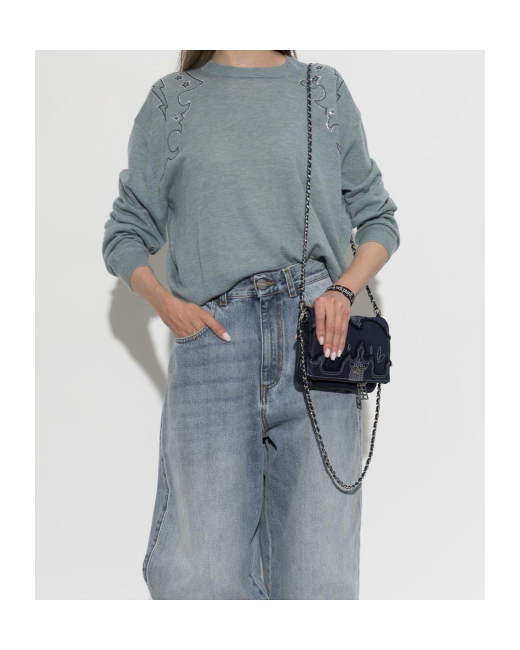 Zadig & Voltaire Blue Swapy Embroidered Knitted Sweater