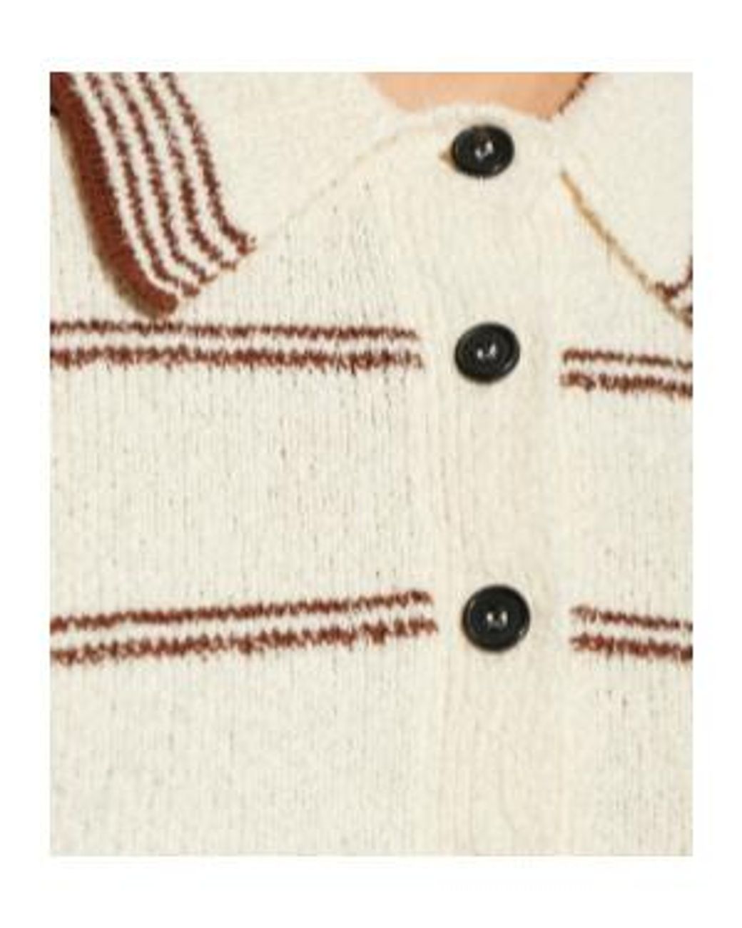 Rohe White Striped Button-Polo Knitted Top