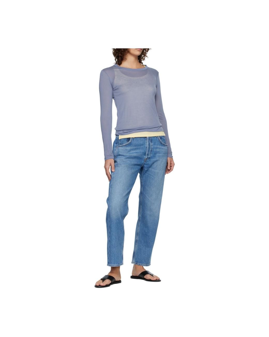 Citizens of Humanity Blue Mid-Rise Straight-Leg Boyfriend Jeans
