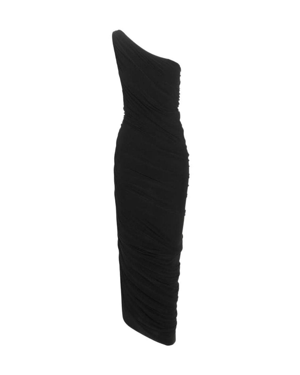 Norma Kamali Black Fitted One-Shoulder Dress