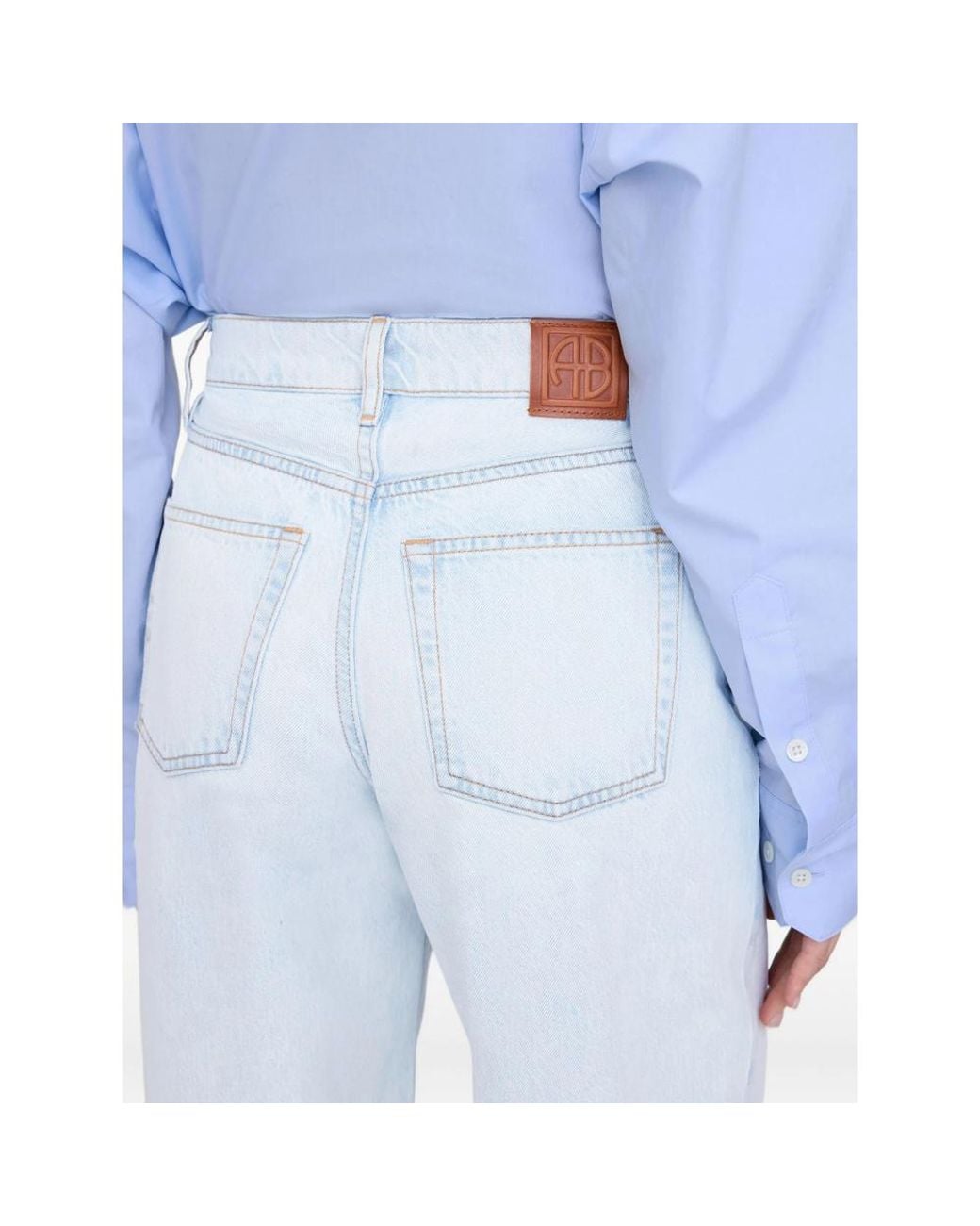 Anine Bing Gray Manon High Waist Wide-Leg Jeans