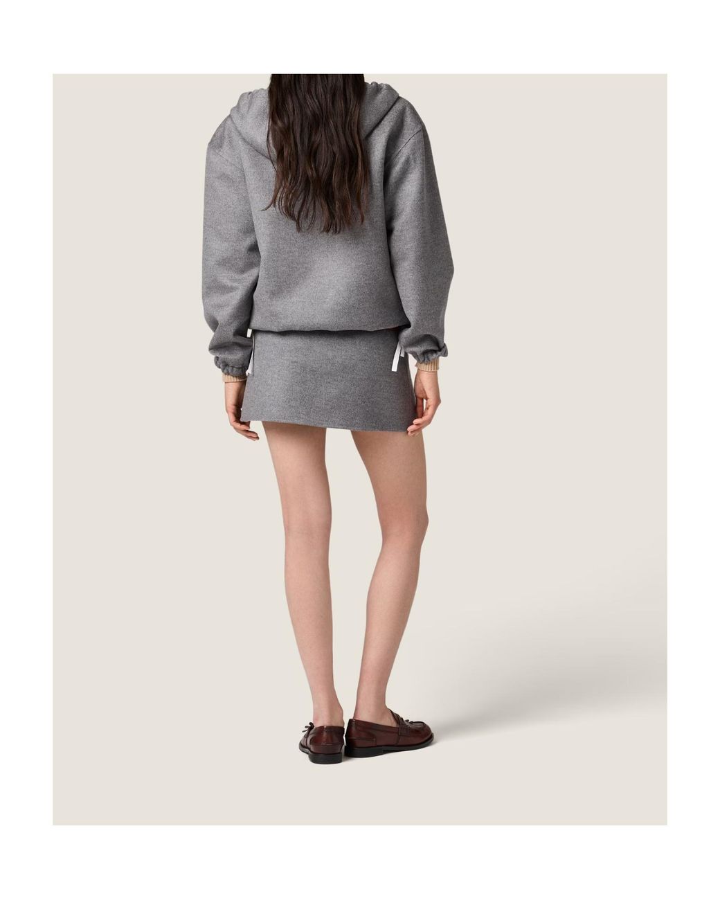 Miu Miu Black Double Cashmere And Wool Hoodie Jacket