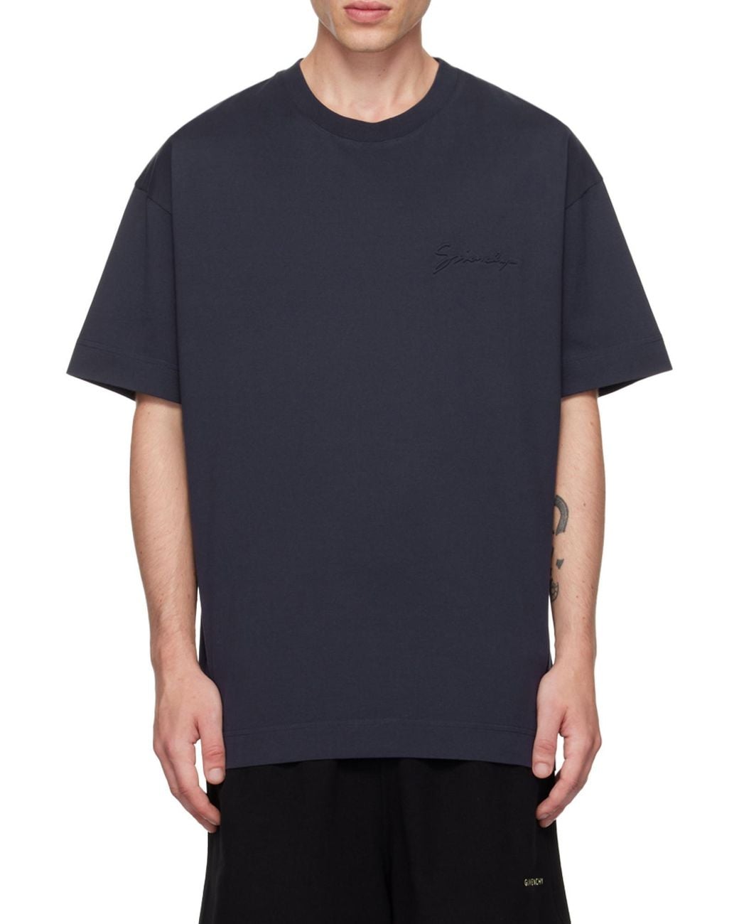 Givenchy Blue Logo Detailed Crewneck T-Shirt for men