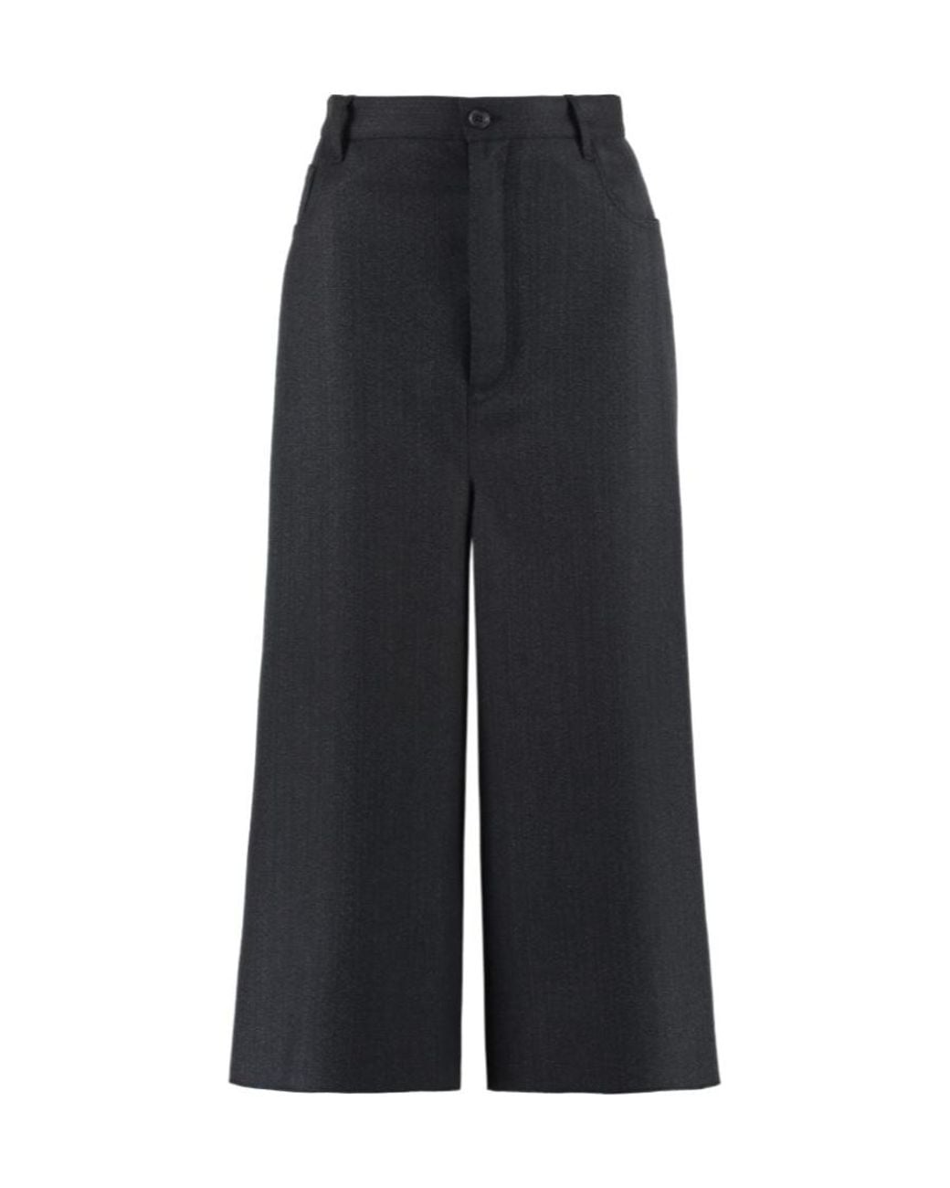 Balenciaga Black Wide-Leg Cropped Trousers