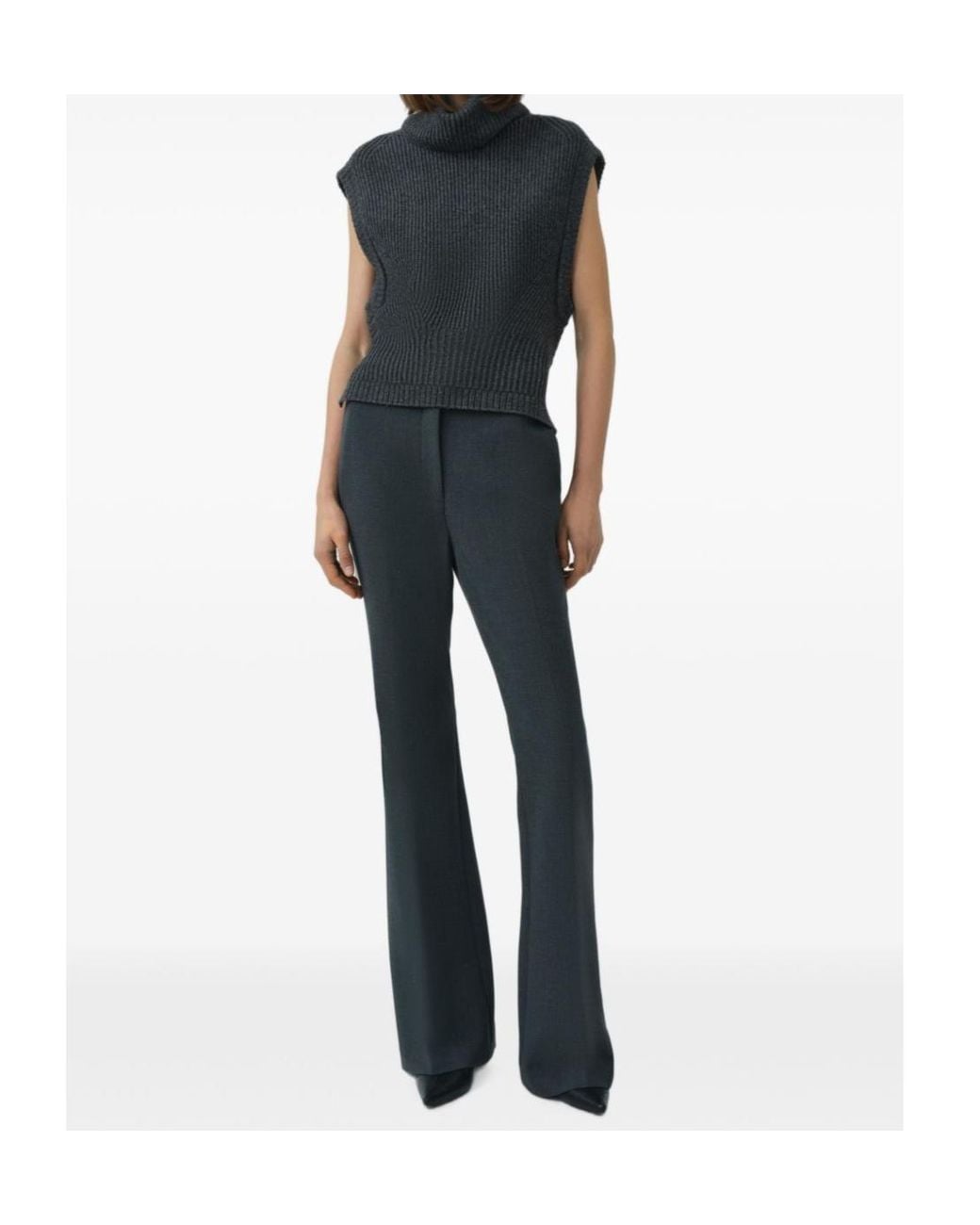 Jonathan Simkhai Gray Maple Ribbed-Knit Top