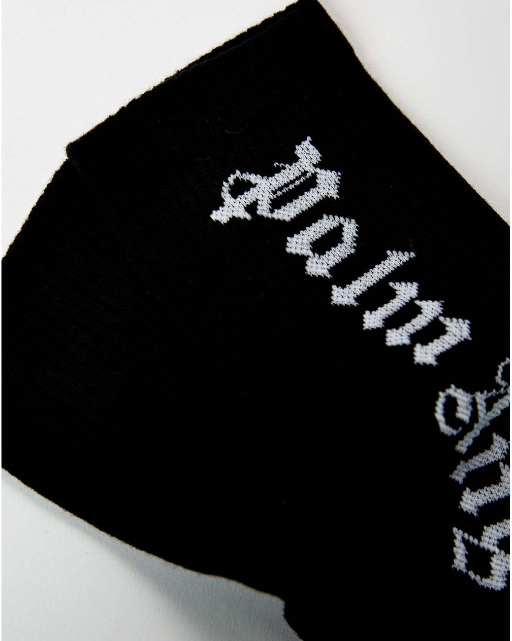 Palm Angels Black Logo Intarsia Socks for men