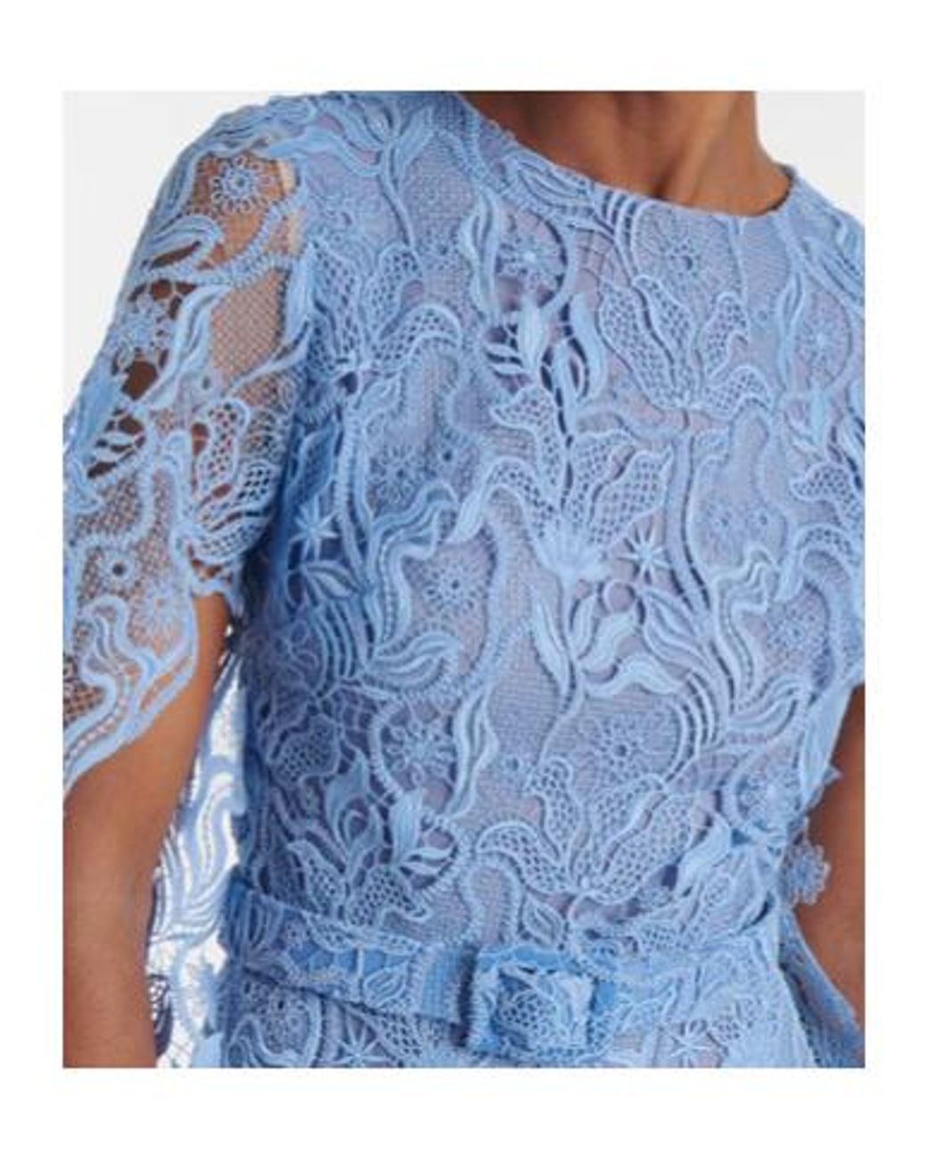 Oscar de la Renta Blue Floral Lace Cocktail Dress