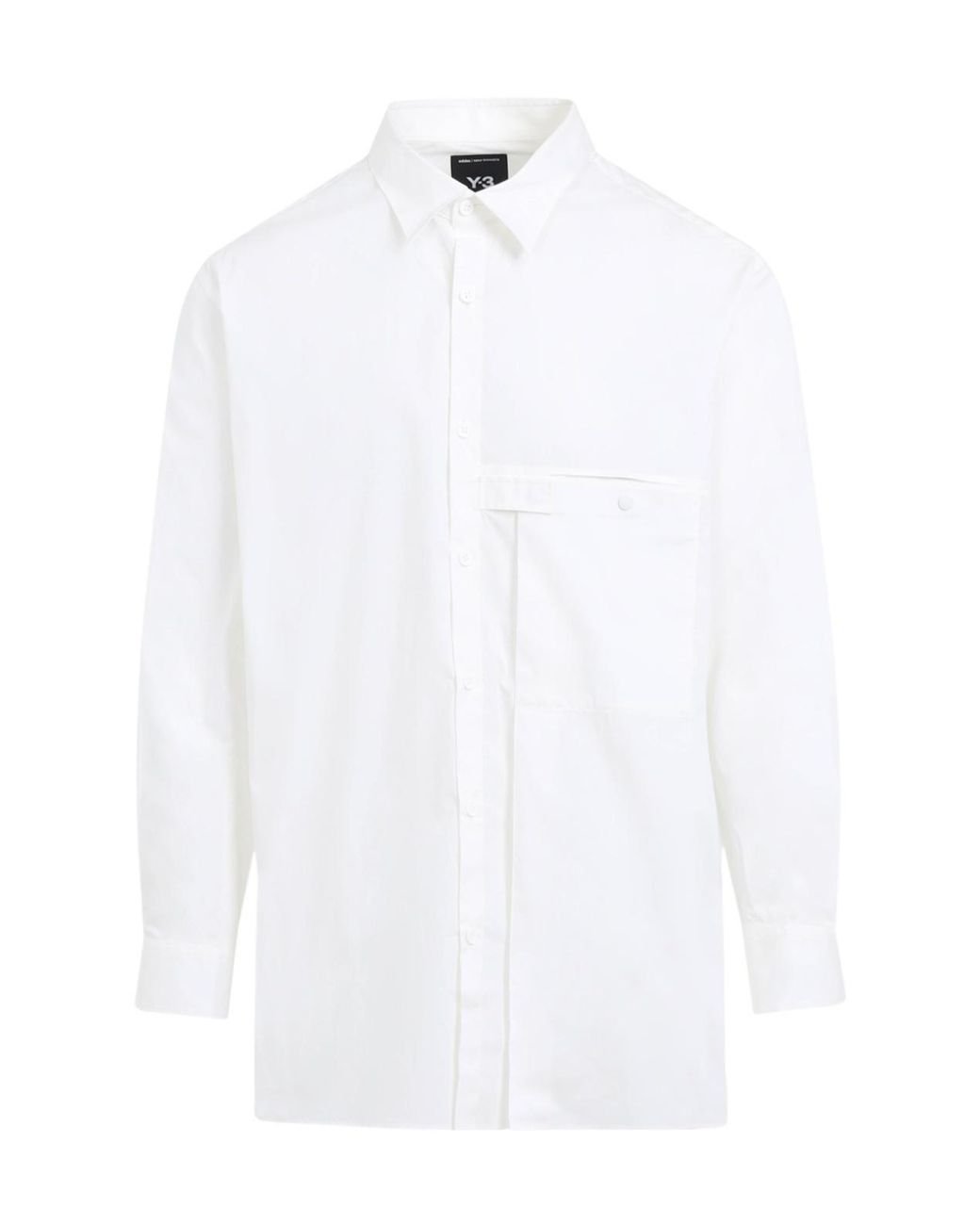Y-3 White Long-Sleeved Straight Hem Shirt for men