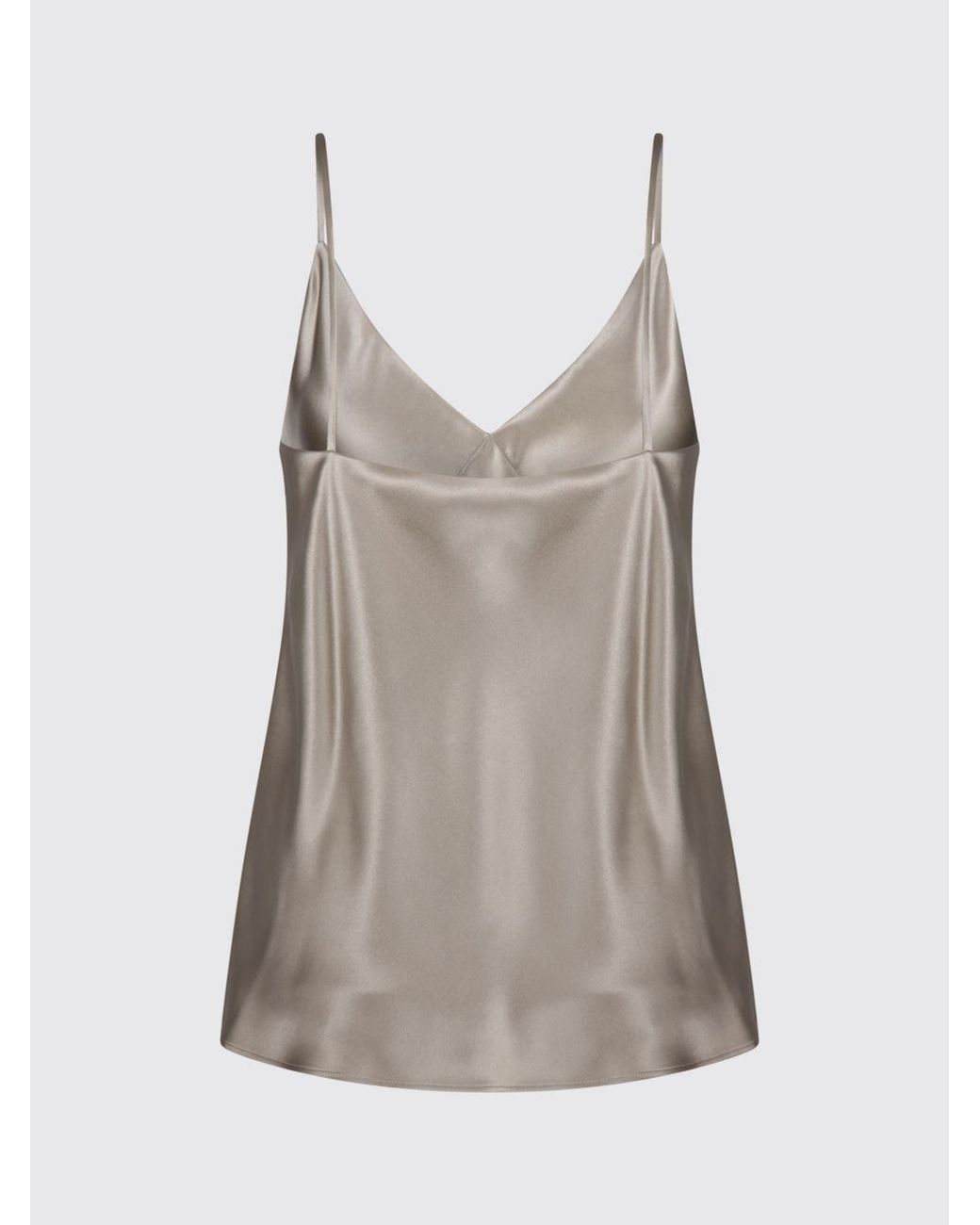 Max Mara Brown V-Neck Satin Top