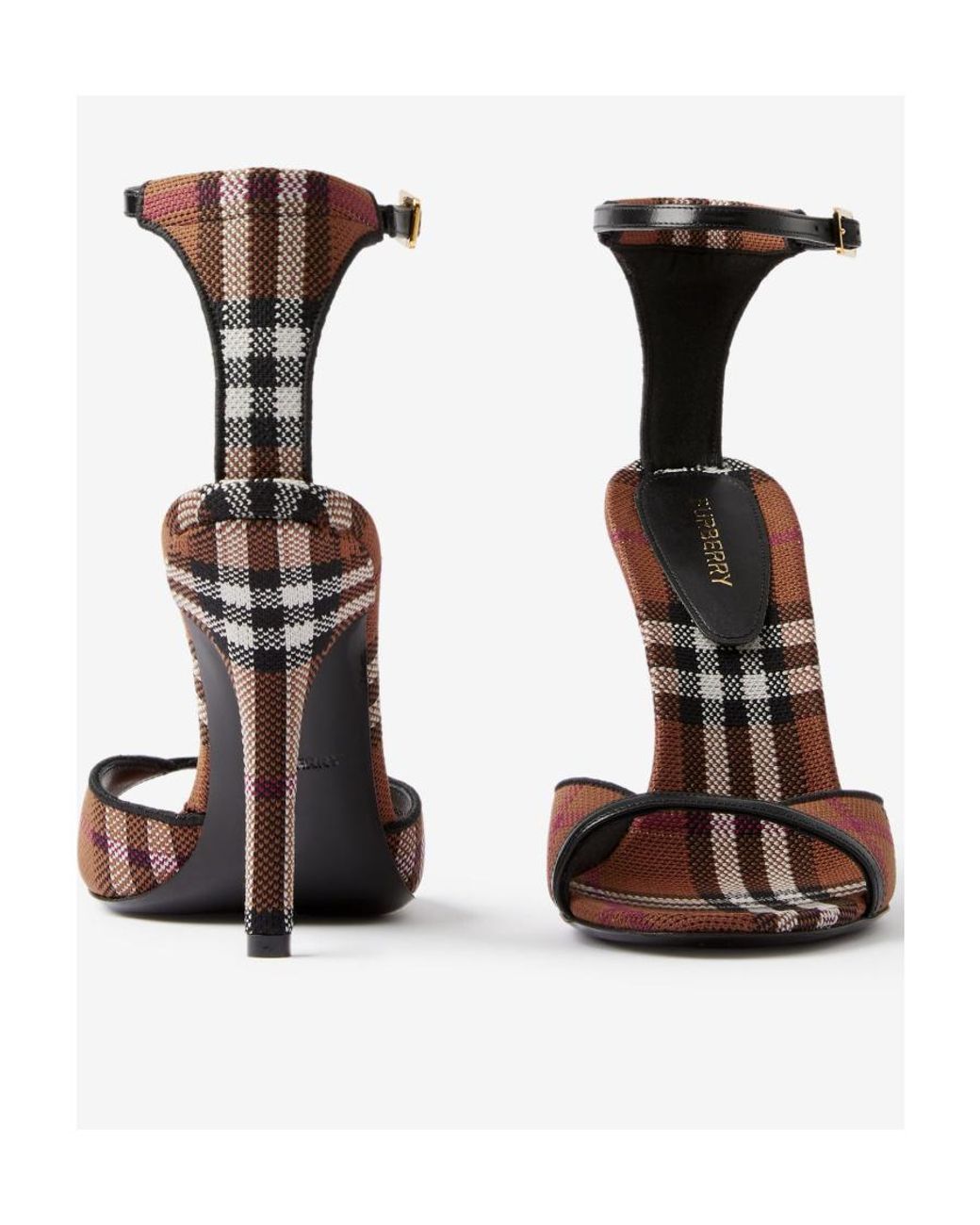 Burberry Multicolor Ankle Strap Checkered Heeled Sandals