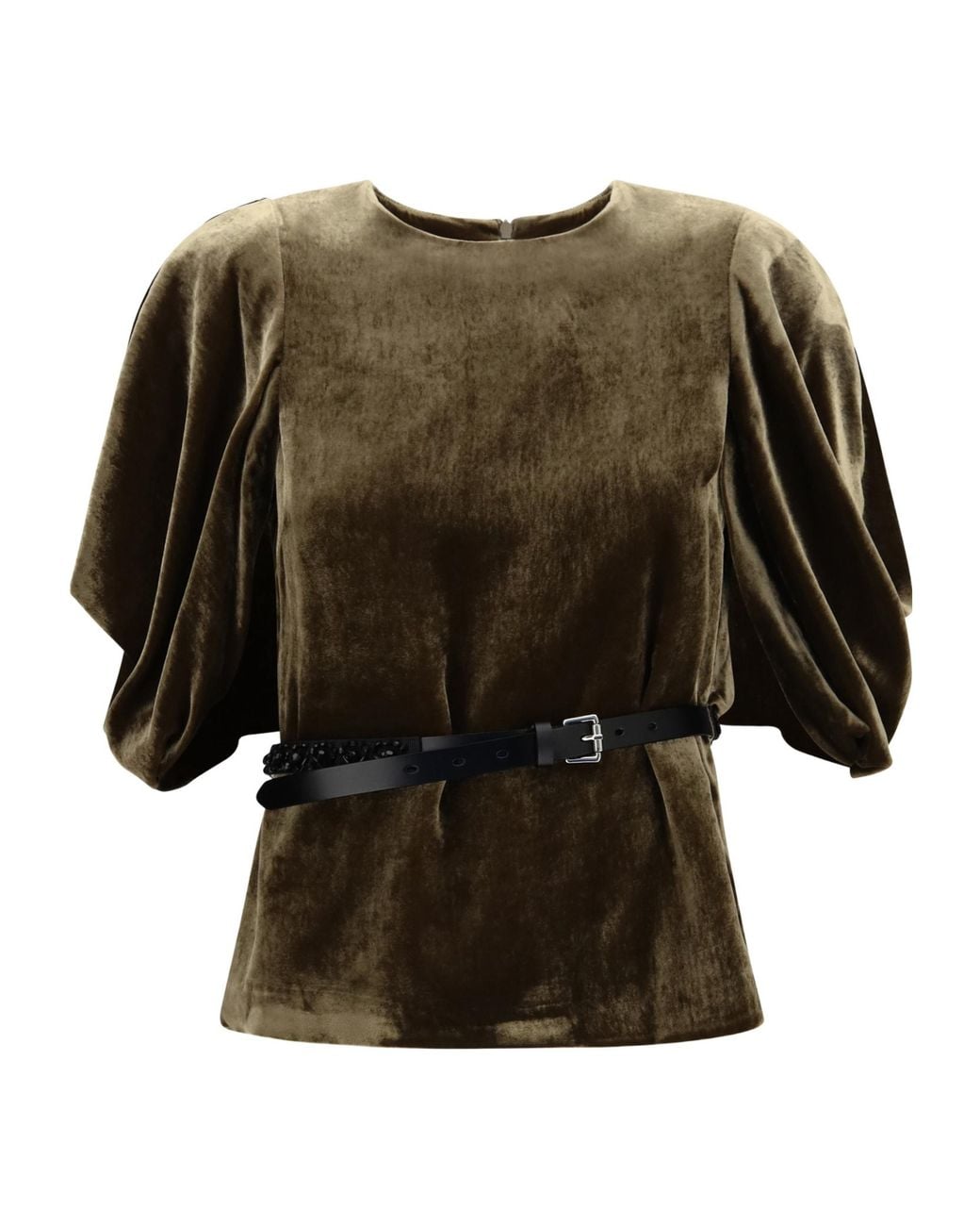 P.A.R.O.S.H. Green P.A.R.O..H. Belted Crewneck Top