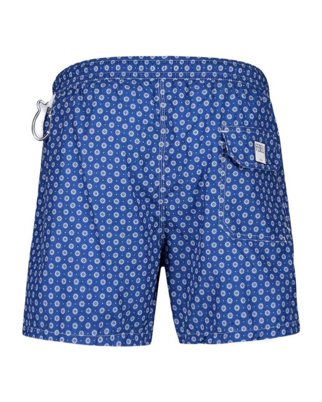 Fedeli Blue Elastic Waist Shorts for men