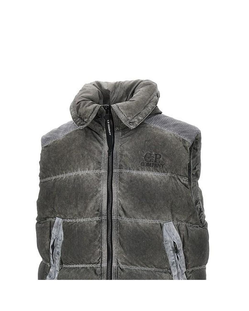 C P Company Gray Eco-Chrome Hooded Down Gilet for men