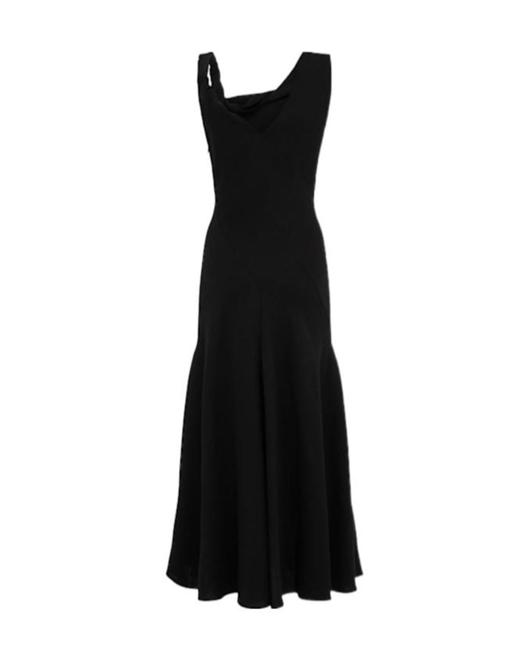 The Row Black Violetta Draped Silk Crepe Long Dress