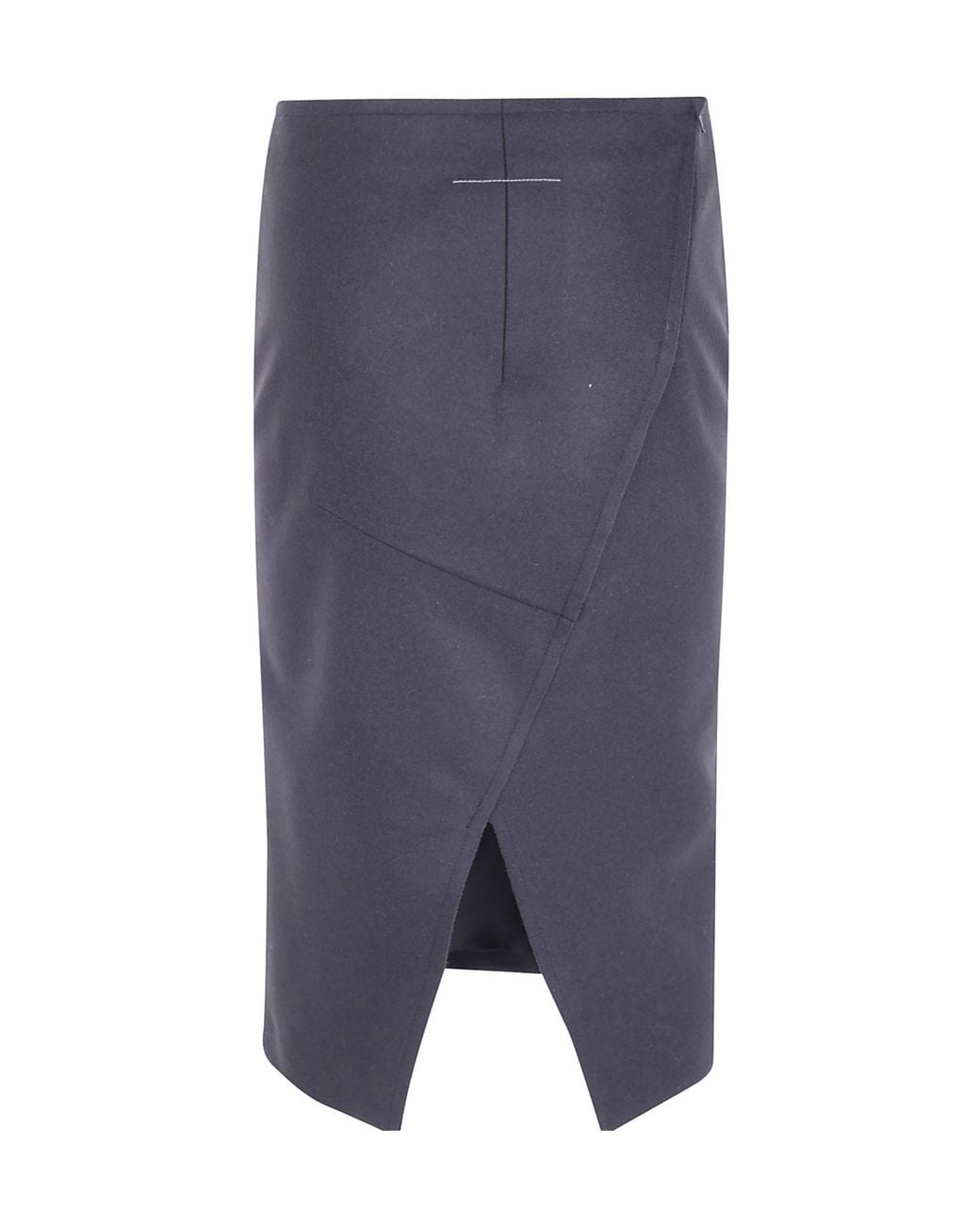 MM6 by Maison Margiela Blue Asymmetric Rear-Slit Midi Skirt