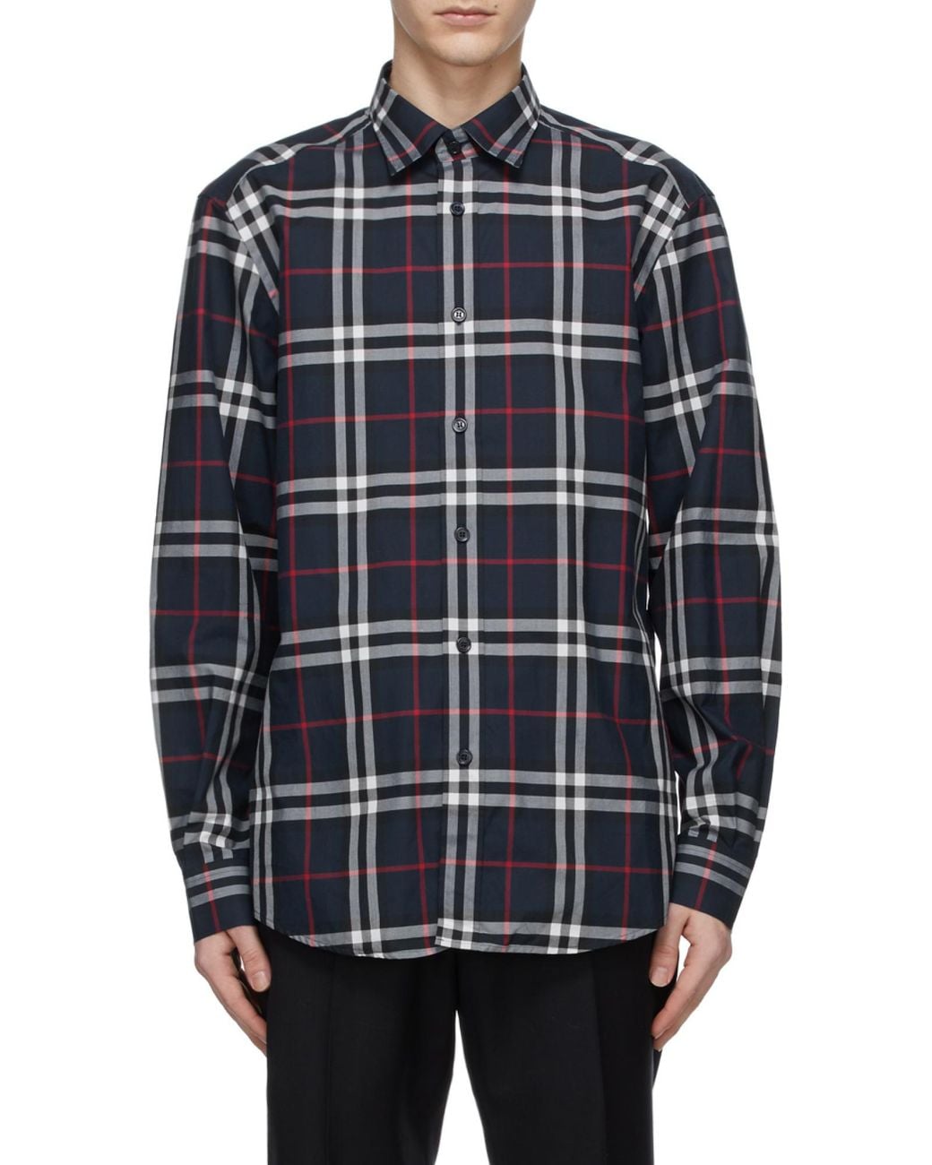 Burberry Blue Vintage Check Cotton Poplin Shirt for men
