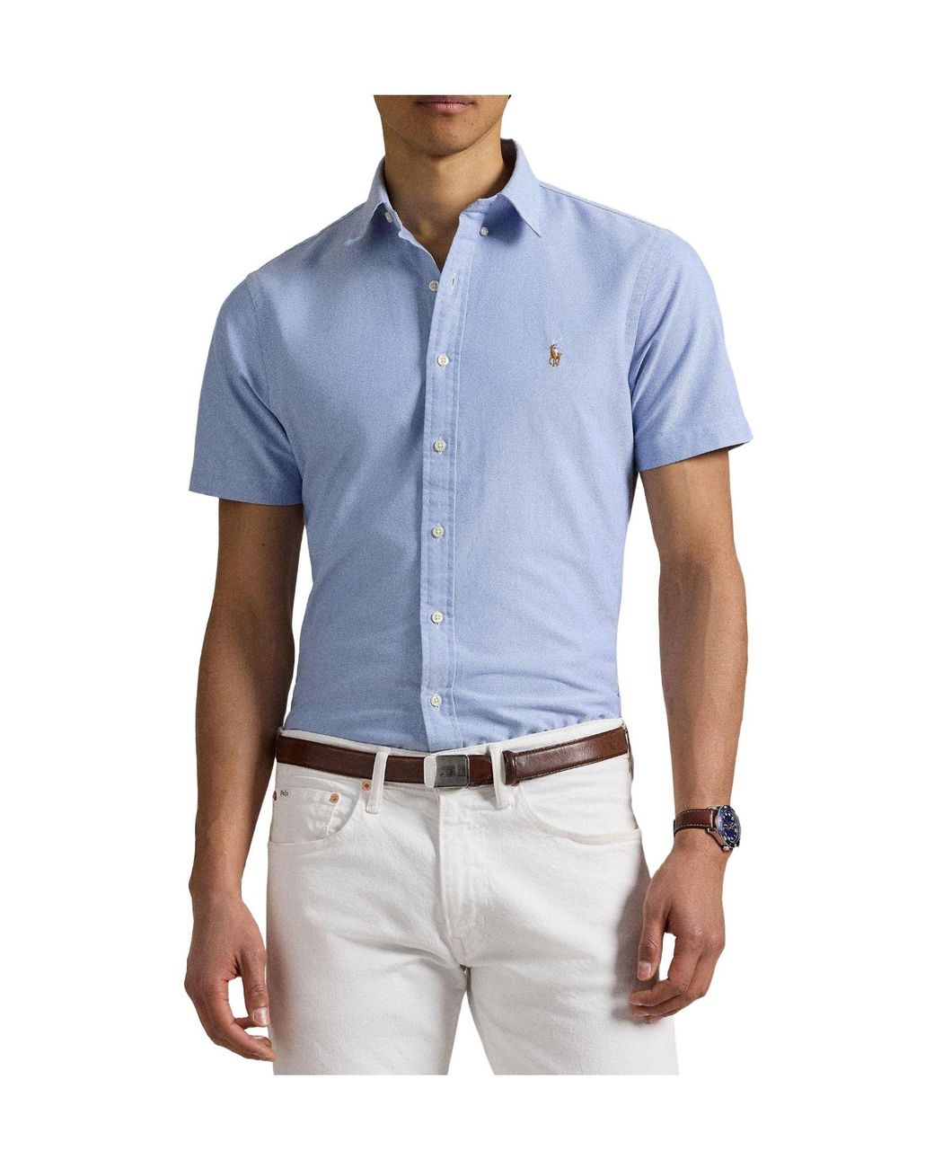Polo Ralph Lauren Blue Custom Fit Oxford Shirt for men