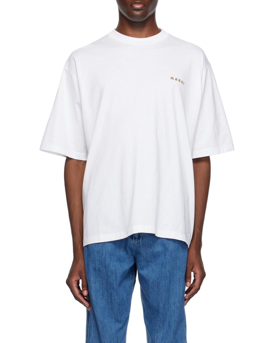 Marni White Graphic-Print Cotton T-Shirt for men