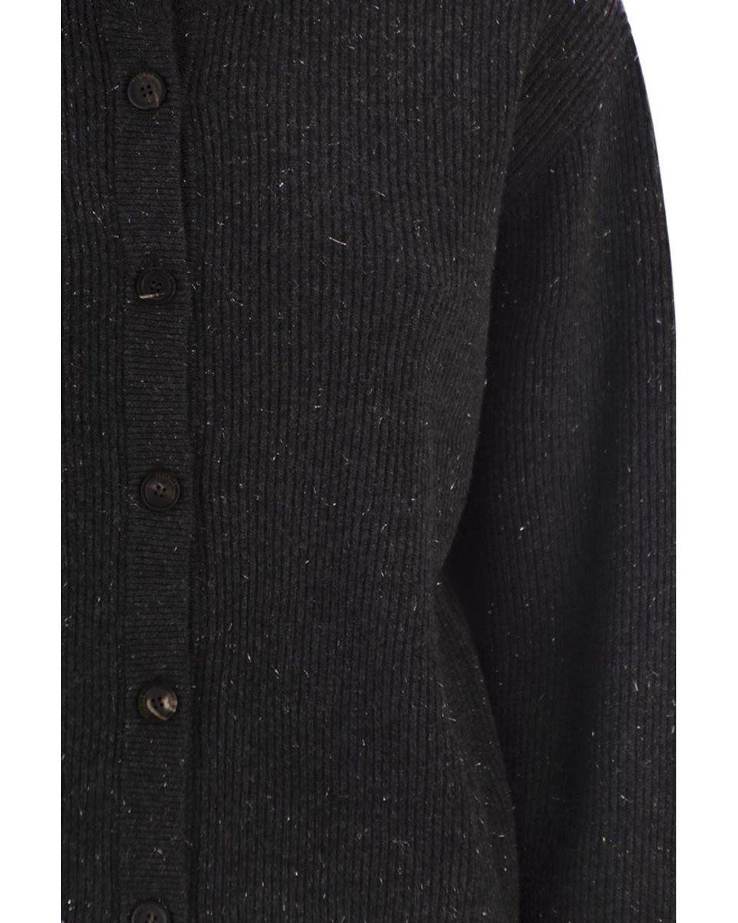 Peserico Black Button-Front Long-Sleeve Knit Cardigan