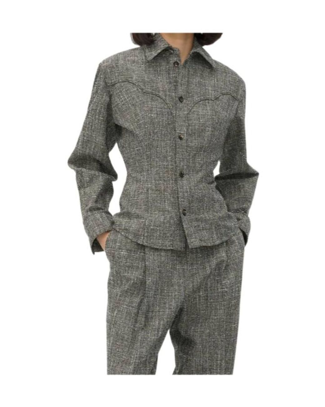 Bottega Veneta Black Melange Viscose And Silk Shirt