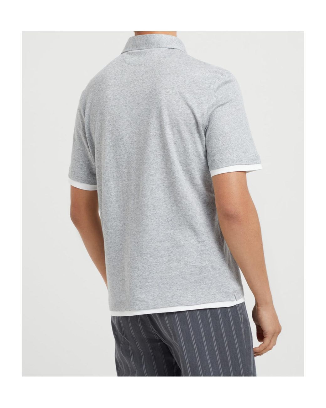 Brunello Cucinelli Gray Layered Button-Up Polo Shirt for men