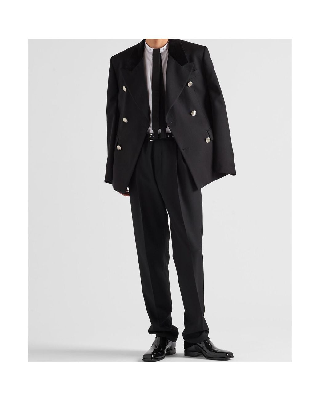 Prada Black Mid-Rise Belted Straight-Leg Trousers for men