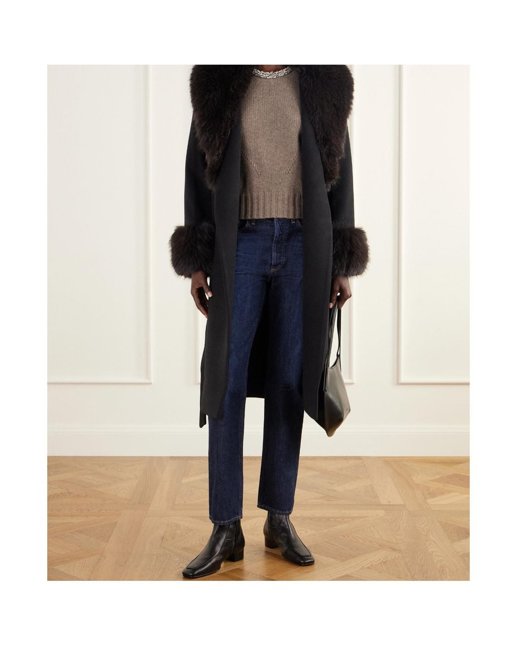 Jonathan Simkhai Black Kinsley Long-Sleeve Belted Coat