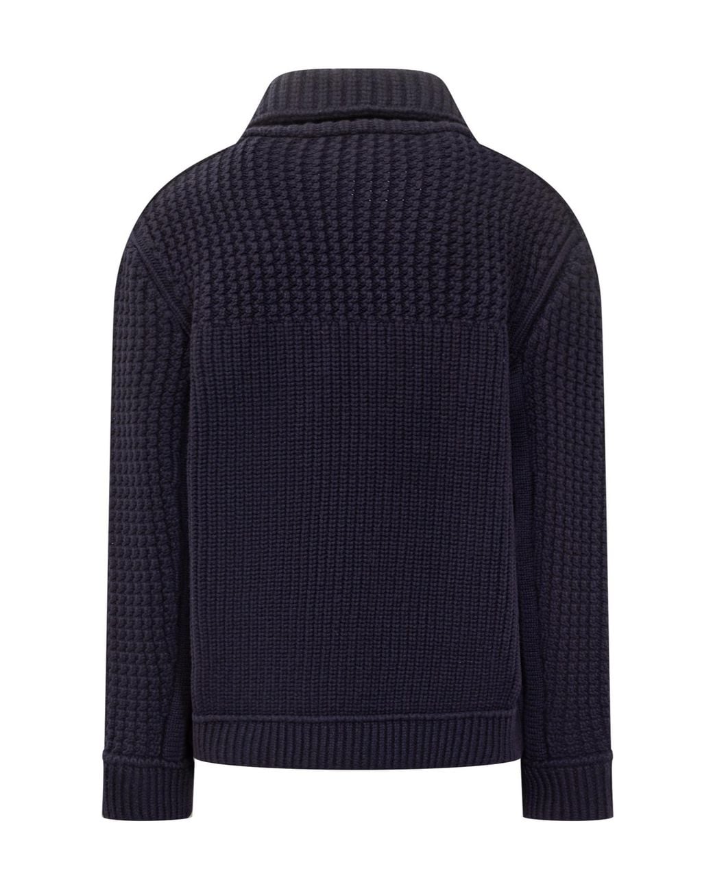 Lanvin Blue Double-Breasted Chunky Knitted Cardigan for men
