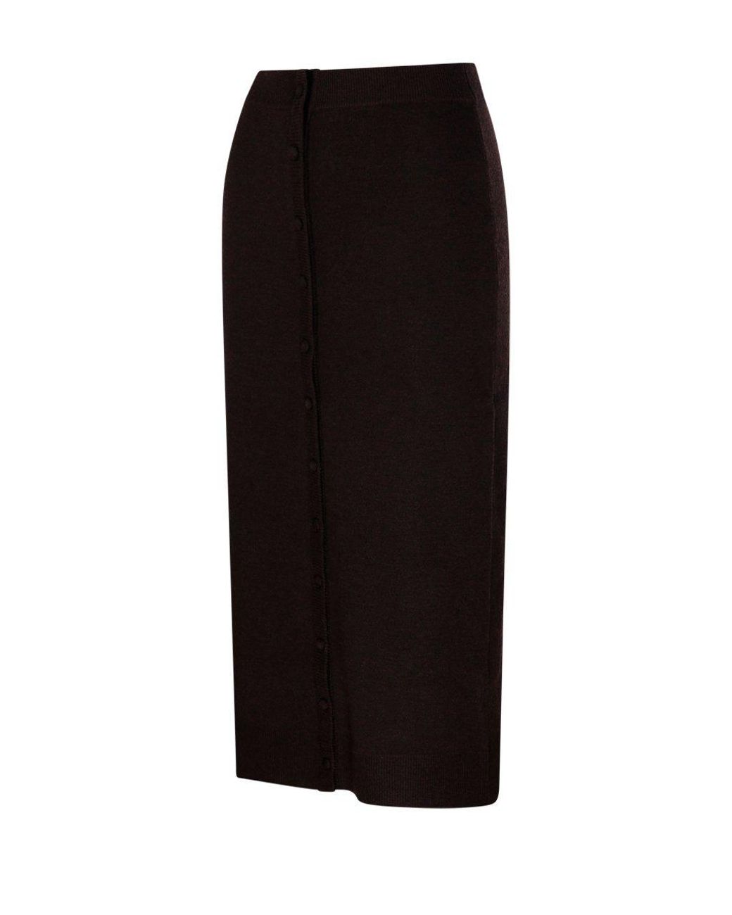 Victoria Beckham Black Button-Decorated Midi Skirt