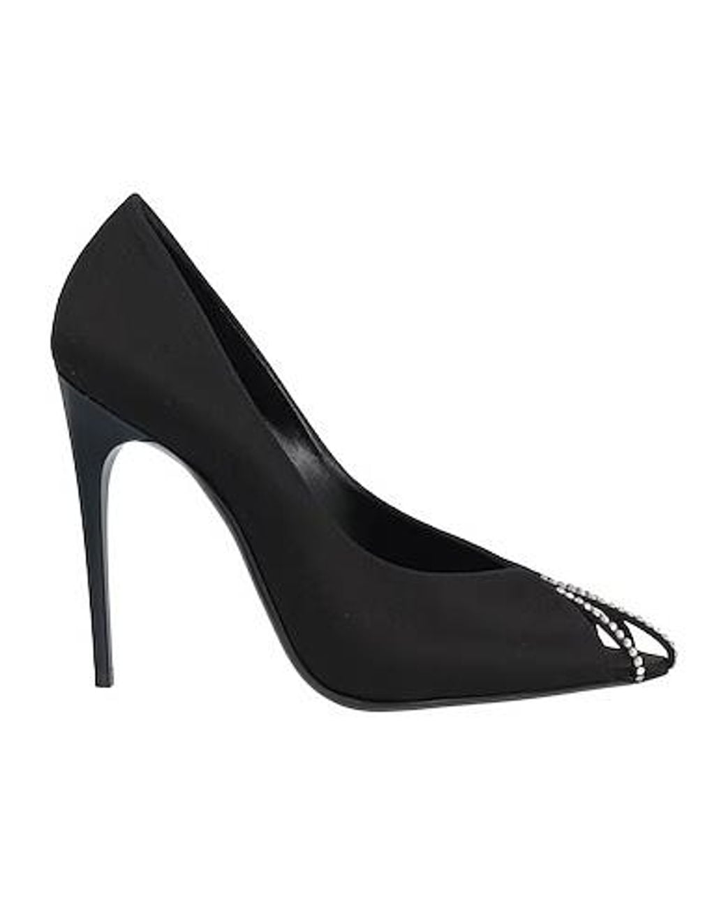 Saint Laurent Black Rhinestone Pointed-Toe Open-Toe High Heels