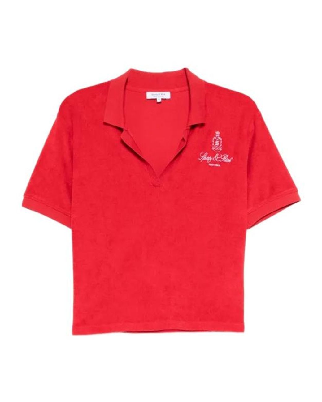 Sporty & Rich Red Vendome Terry Polo Top