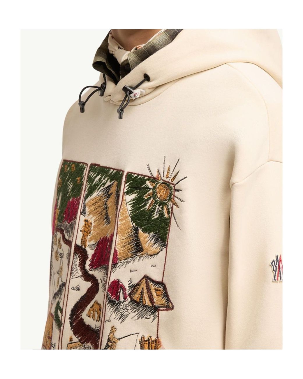 Moncler Natural Mountain Landscape Print Cotton Blend Hoodie for men