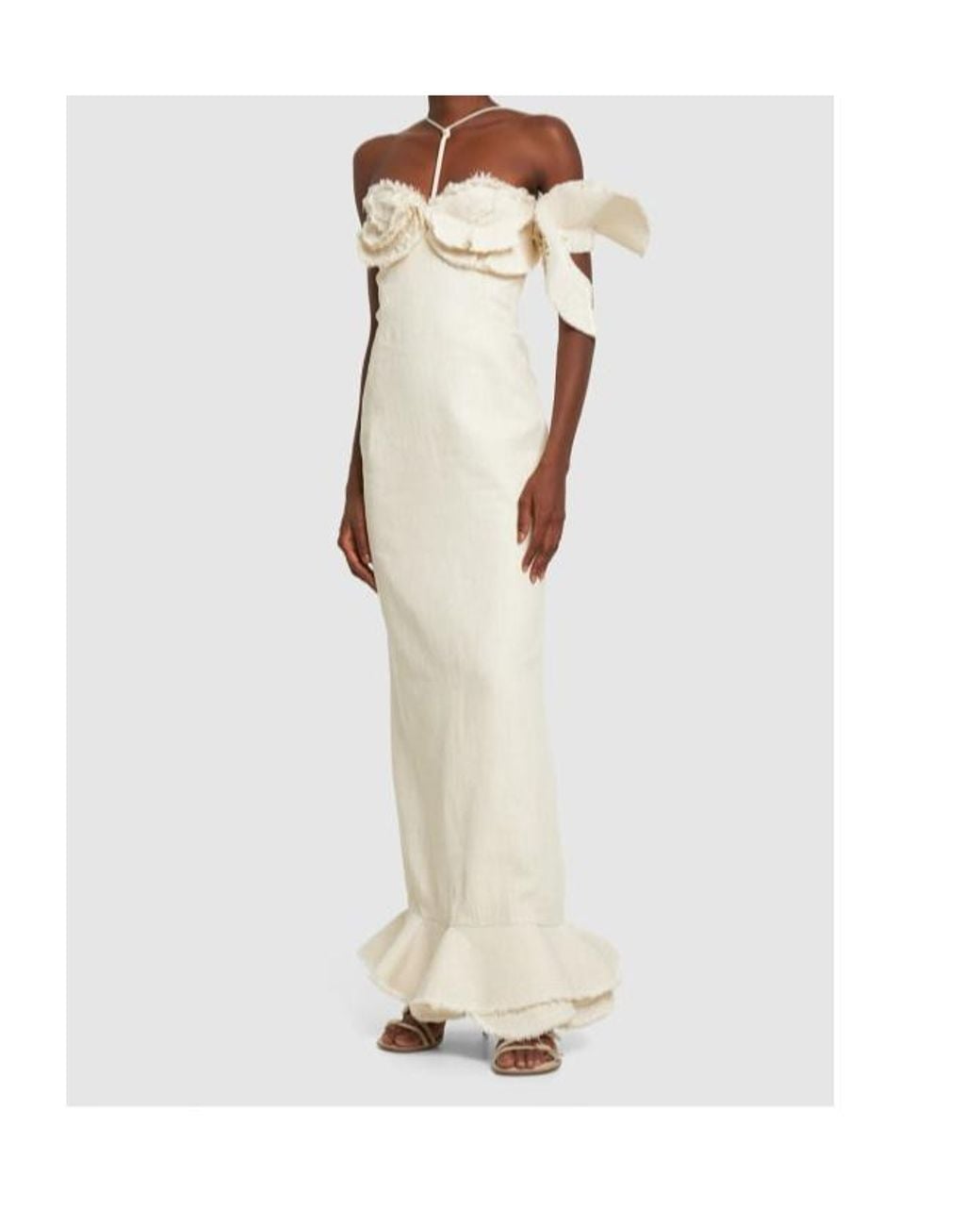 Jacquemus White Crepe Long Dress